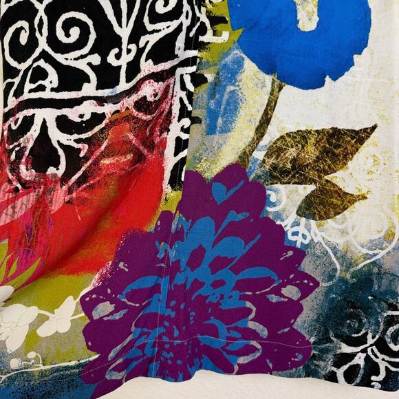 Simply Art Dolcezza Top Womens Medium Button Up Shirt Floral Artsy Boho Shell - Picture 10 of 10